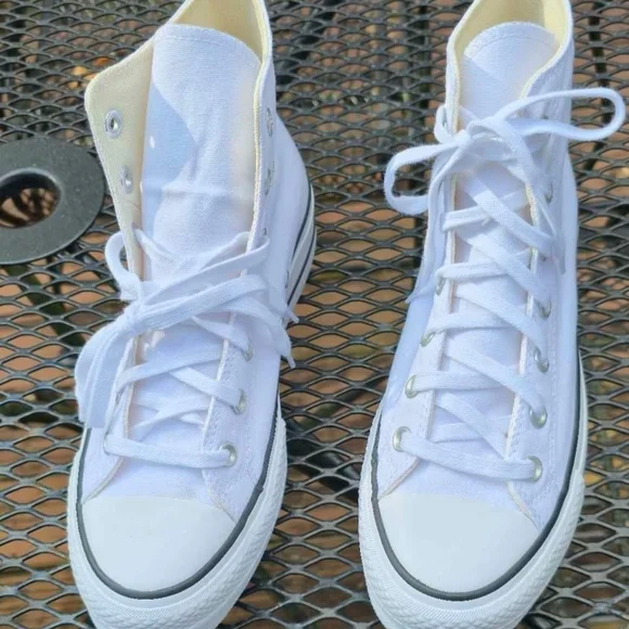 Converse White Platform High-Top Sneakers - Picture 3 of 5